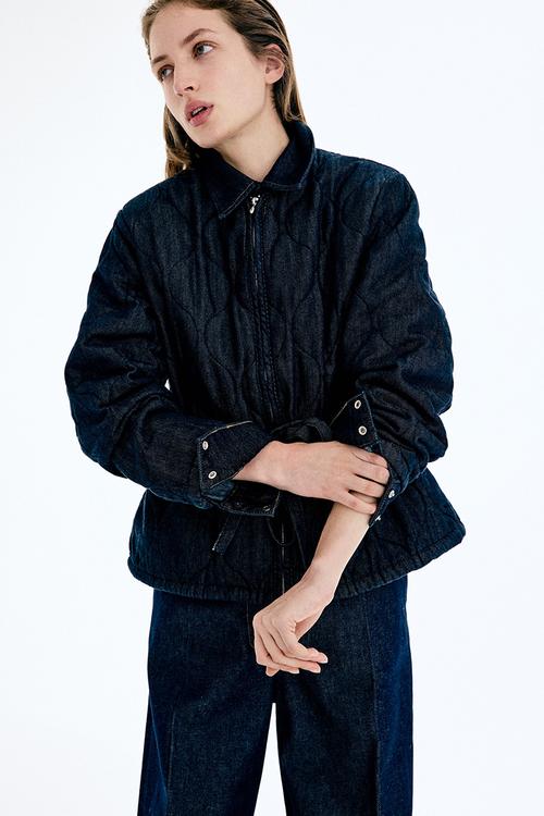 Quilted denim jacket - dark denim blue