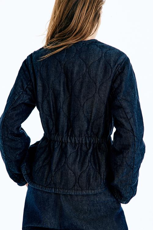 Quilted denim jacket - dark denim blue