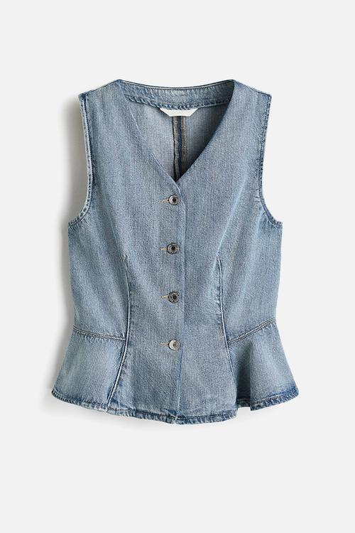 Denim peplum waistcoat - denim blue