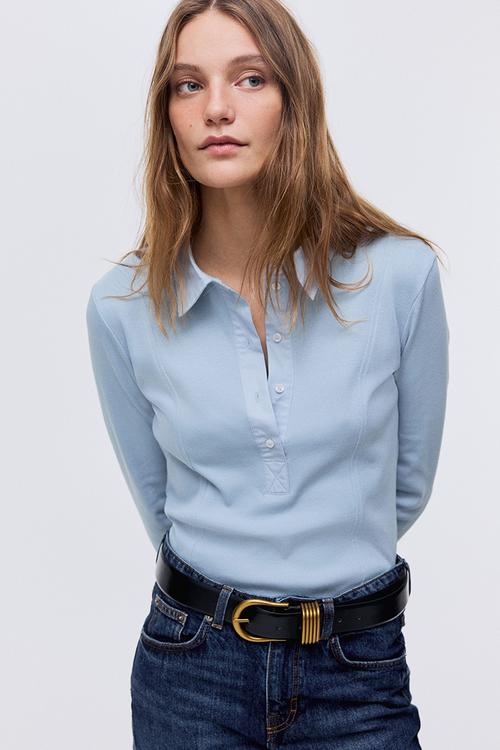 Fitted polo shirt - light blue