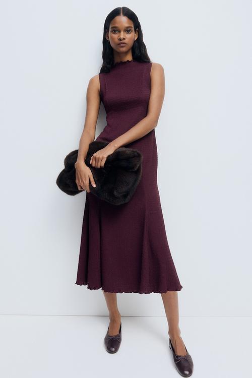 Smocked dress - plum red