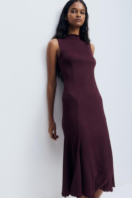 Smocked dress - plum red