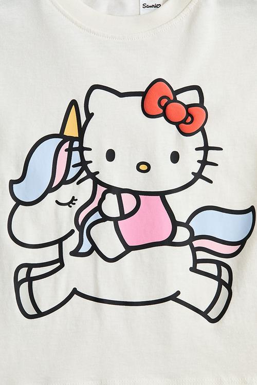 Print-motif cotton T-shirt - white/hello kitty