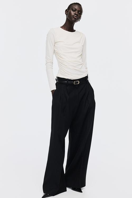 Draped jersey top - cream