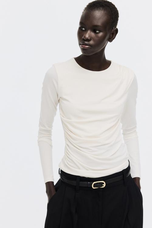 Draped jersey top - cream