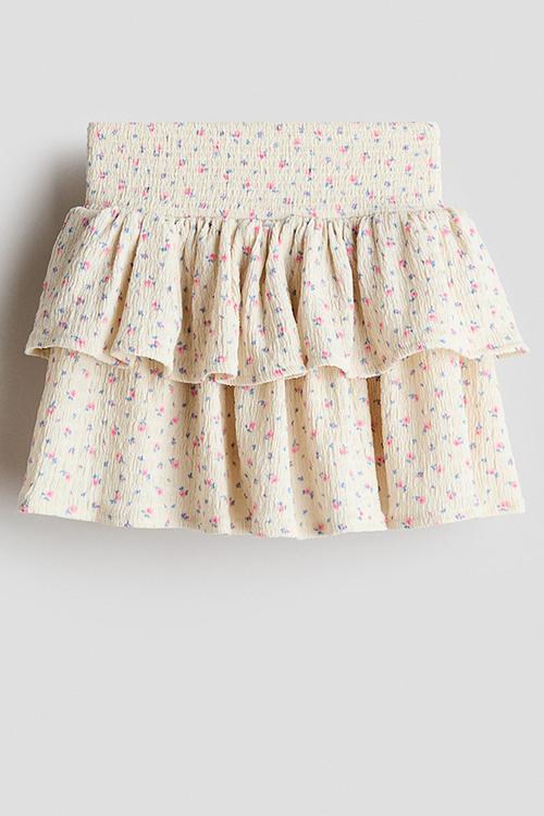 Printed tiered skort - light beige/floral