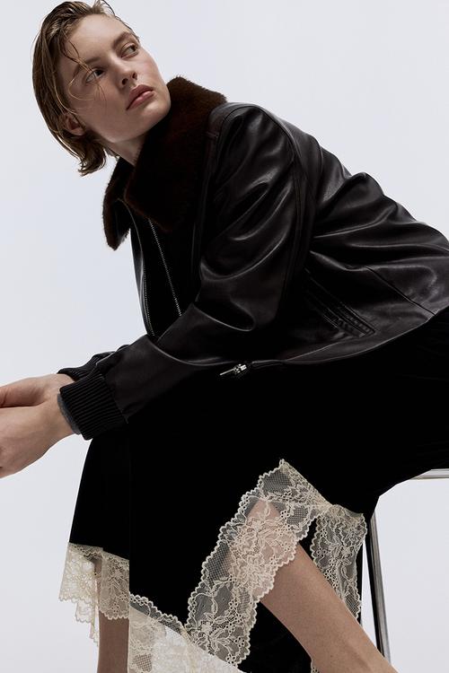 Lace-trimmed skirt - black/cream