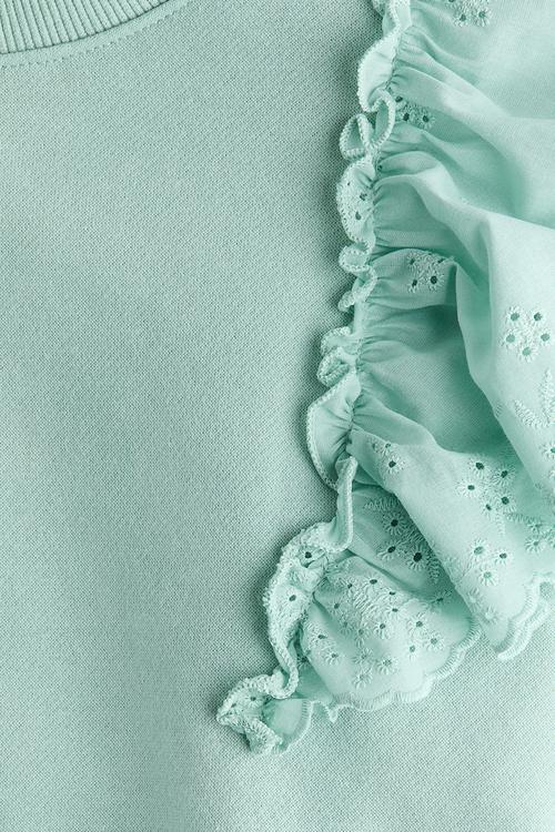 Frill-trimmed sweatshirt - mint green