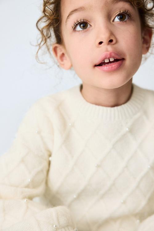 Embellished jumper - cream