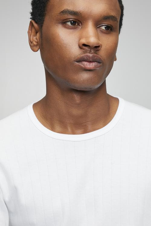 Drop Needle Interlock Undershirt - White