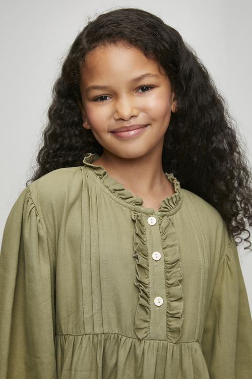 Pintucked smock dress - green