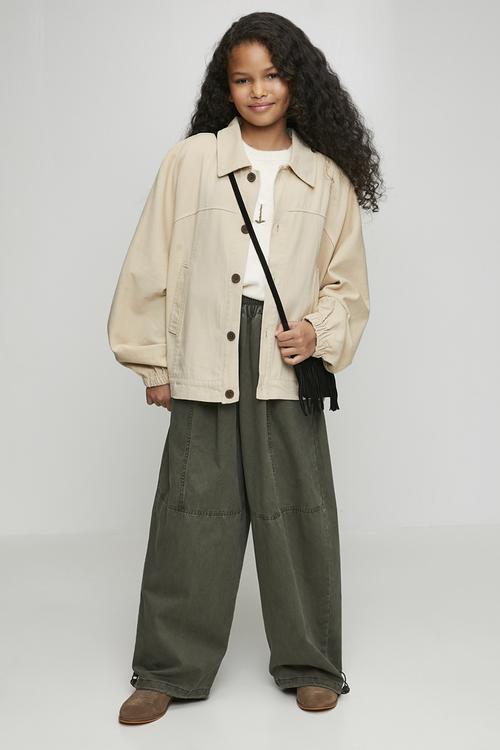 Cropped shacket - beige