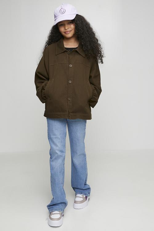 Cropped shacket - dark coffee