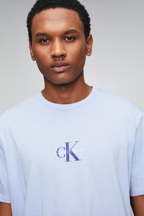 Short Sleeve 30S Micro Monologo Graphic Tee - Casual Blue