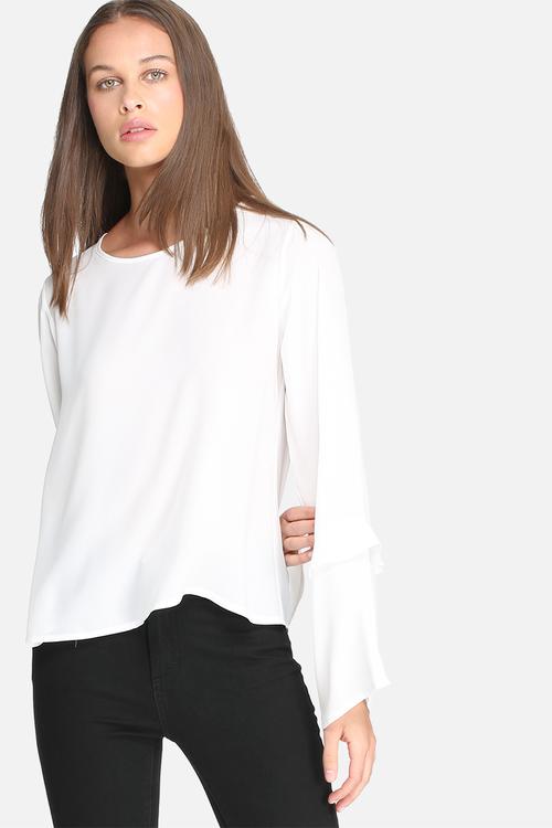 Fluted sleeve blouse
