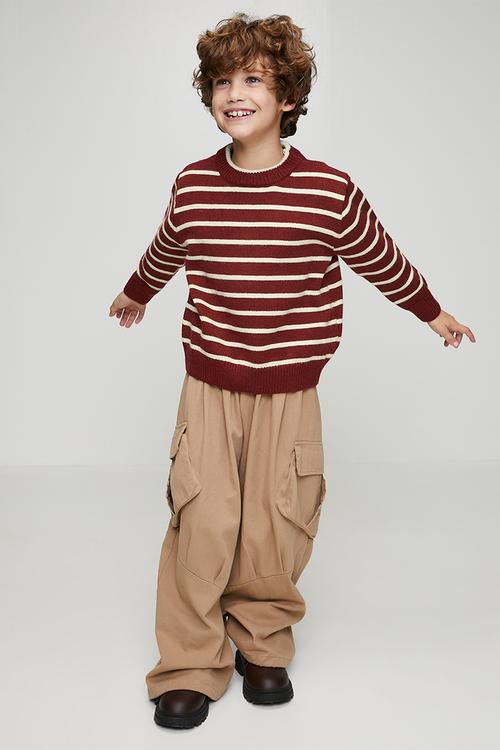 Knit jersey - dark red/stripes