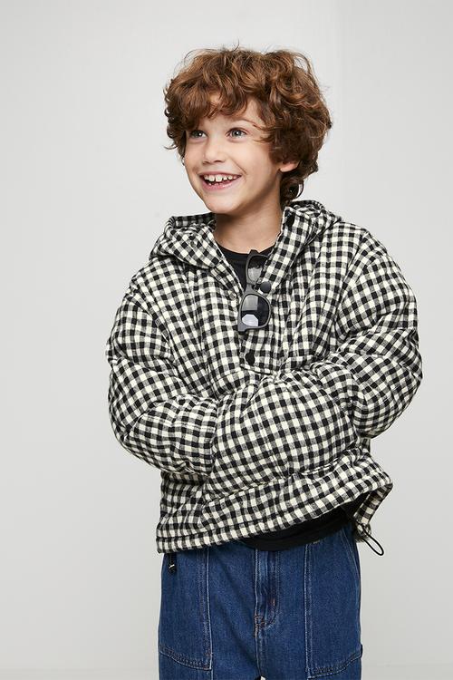 Hooded jacket - black gingham