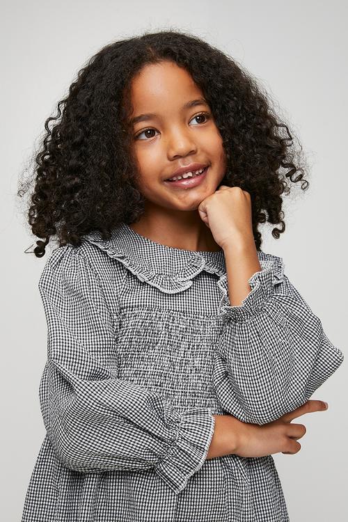 Smocked dress - charcoal