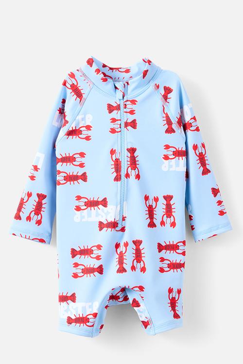 Cameron Long Sleeve Swimsuit - Dawn Blue/Lobster