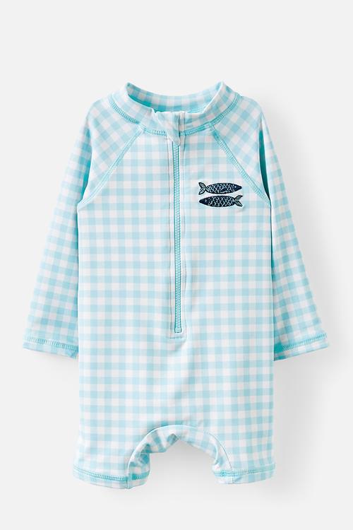Cameron Long Sleeve Swimsuit - Blue Aura/Gingham Sardinas