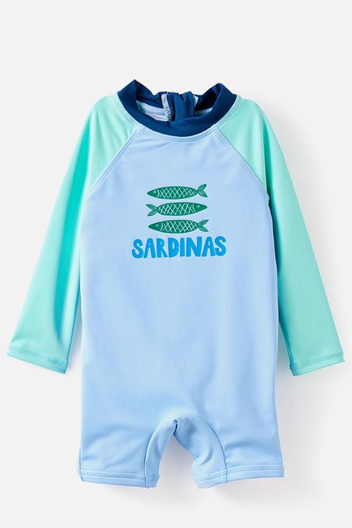 Cameron Long Sleeve Swimsuit - Dawn Blue/Sardinas