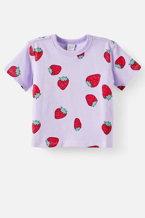 Bobbi Short Sleeve Graphic Tee - Vintage Lilac/Strawberries
