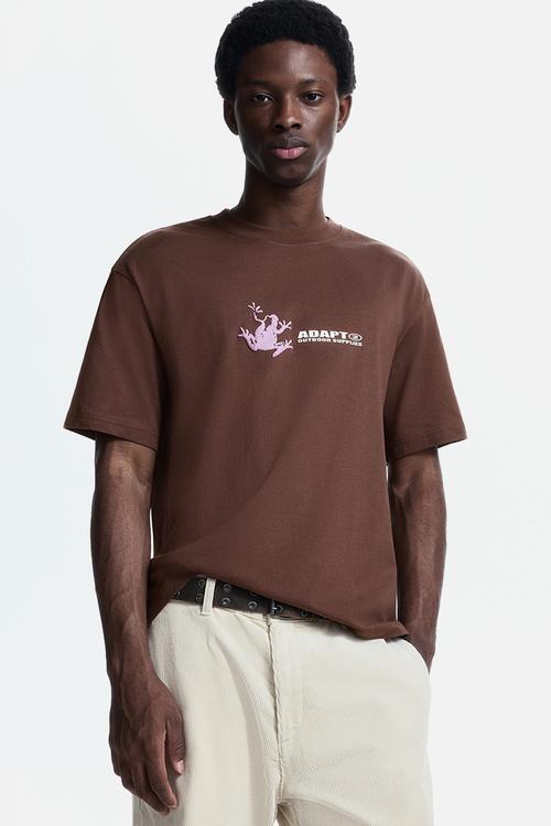 Loose fit printed T-shirt - brown/adapt