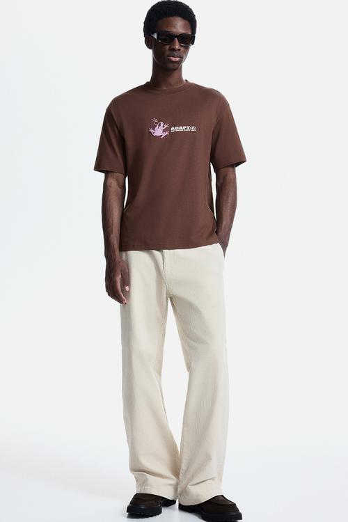 Loose fit printed T-shirt - brown/adapt