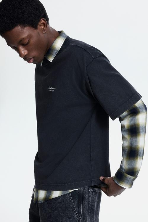 Loose fit printed T-shirt - black/workwear
