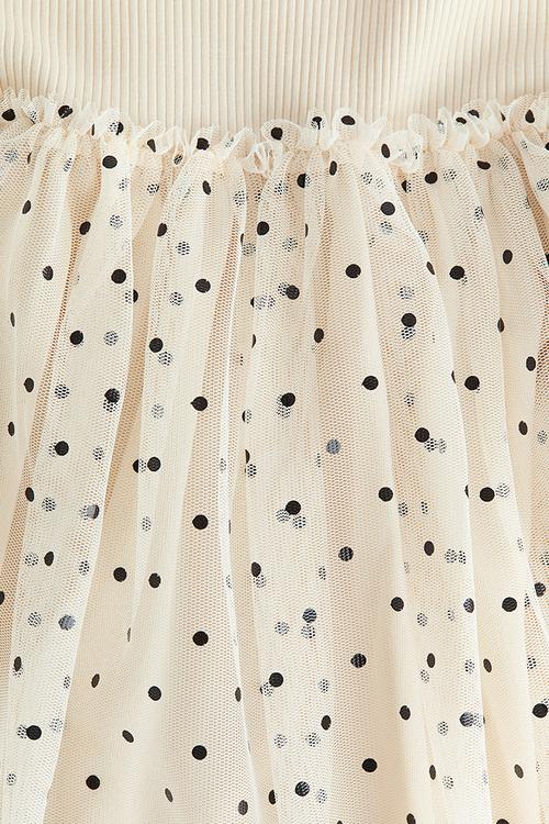 Tulle dress - light beige/spotted