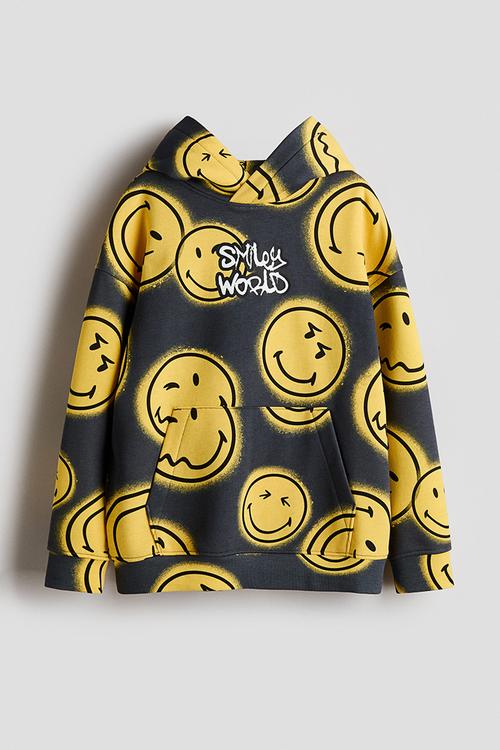 Printed hoodie - black/smileyworld