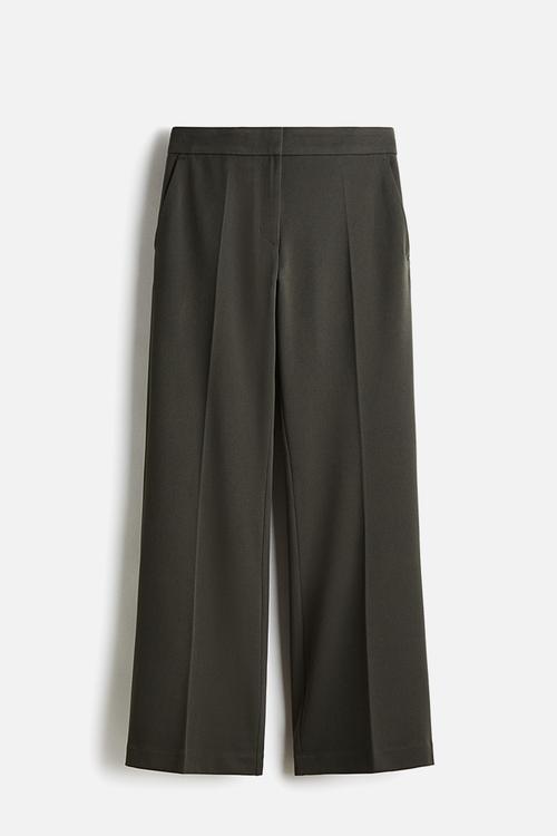 Flared tailored trousers - dark dusty green
