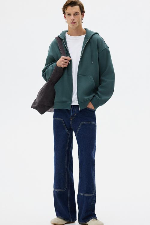 Loose  fit zip-through hoodie - dark teal