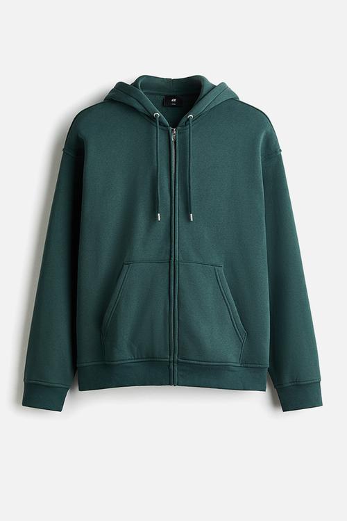 Loose  fit zip-through hoodie - dark teal