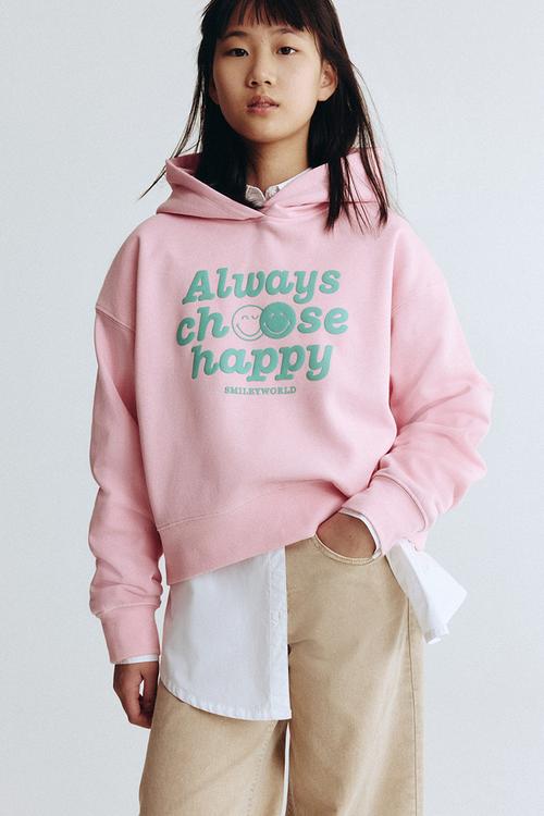 Motif-detail hoodie - pink/smileyworld