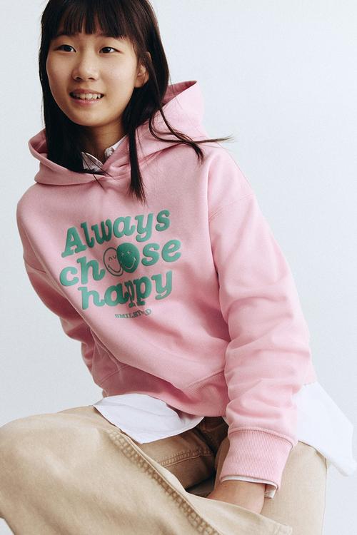 Motif-detail hoodie - pink/smileyworld
