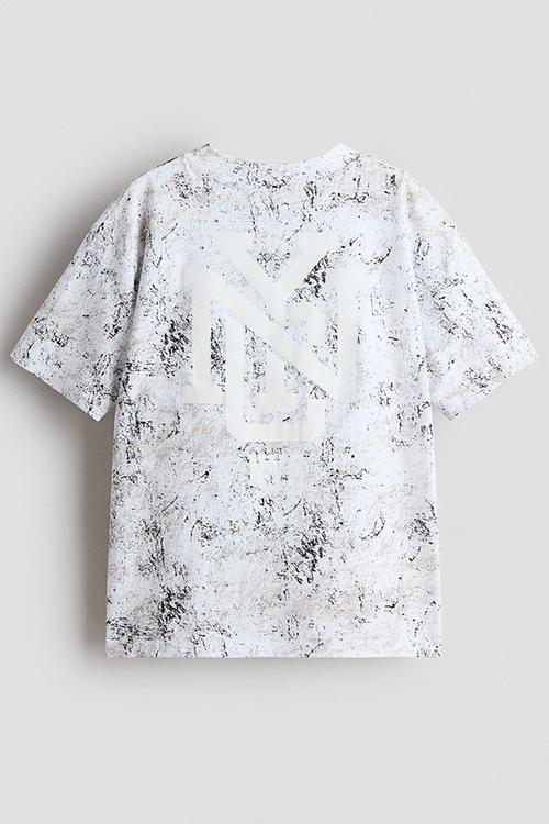Loose-fit printed T-shirt - white/marbled