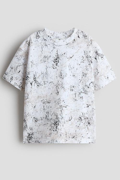 Loose-fit printed T-shirt - white/marbled