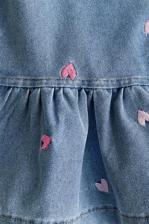 Embroidered denim-look dress - light denim blue/hearts
