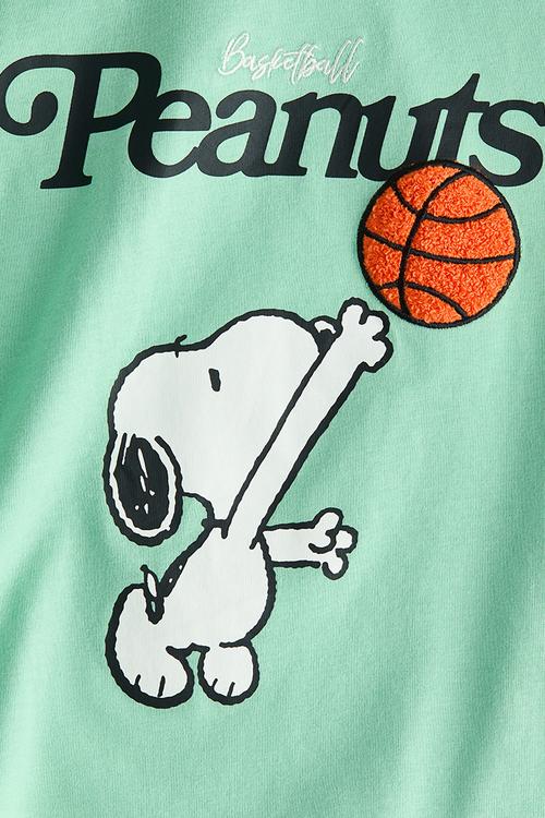Printed cotton T-shirt - green/snoopy