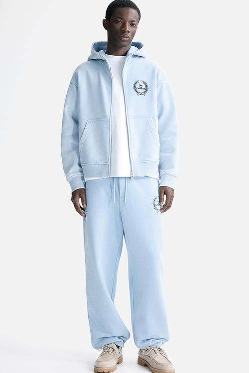 Loose fit boxy zip-through hoodie - light blue/not for ceremony