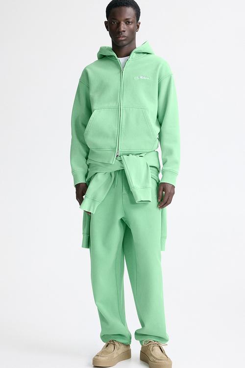 Loose fit boxy zip-through hoodie - bright green/golden