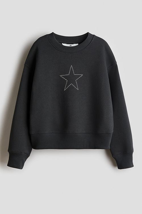 Motif-detail sweatshirt - washed black/star