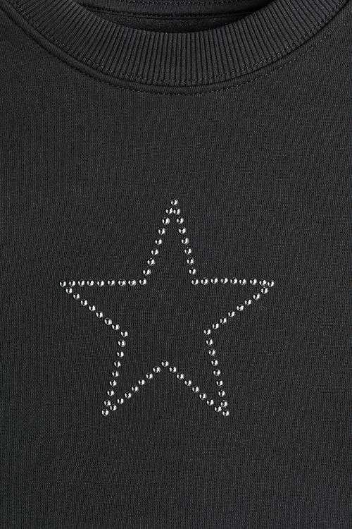 Motif-detail sweatshirt - washed black/star