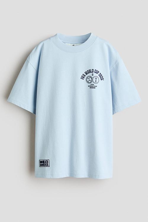 Printed cotton T-shirt - blue/fifa world cup 2026