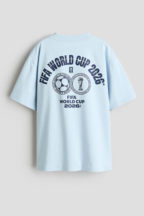 Printed cotton T-shirt - blue/fifa world cup 2026