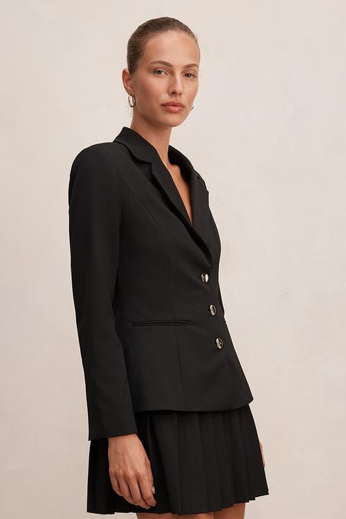 Lenora 2 in 1 blazer mini dress - black