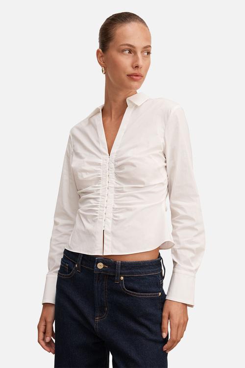 Ainsley gathered shirt - porcelain