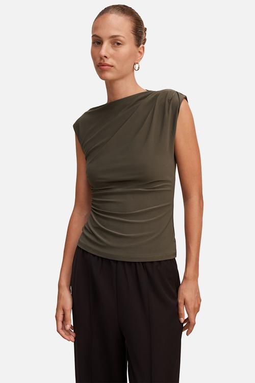 Logan asym shoulder top - forest night