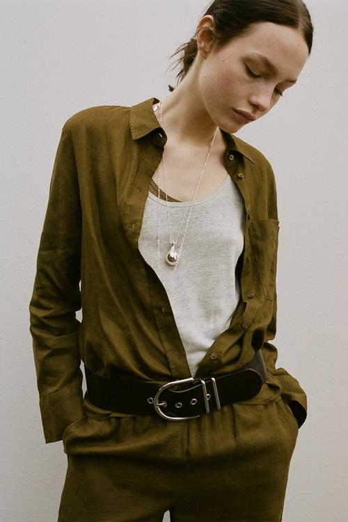 Shirt lino - dark green